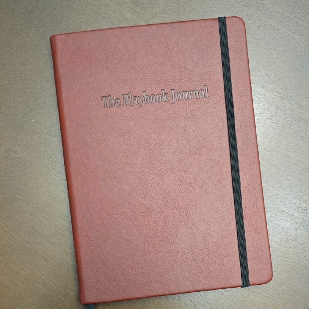 BASKETBALL Brown Leather-like Playbook‎ Journal with Black Elastic New KBA